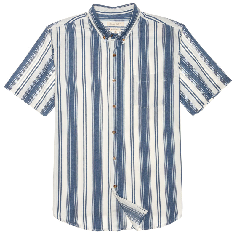 Hudson Vertical Stripe - Short Sleeve Button Front